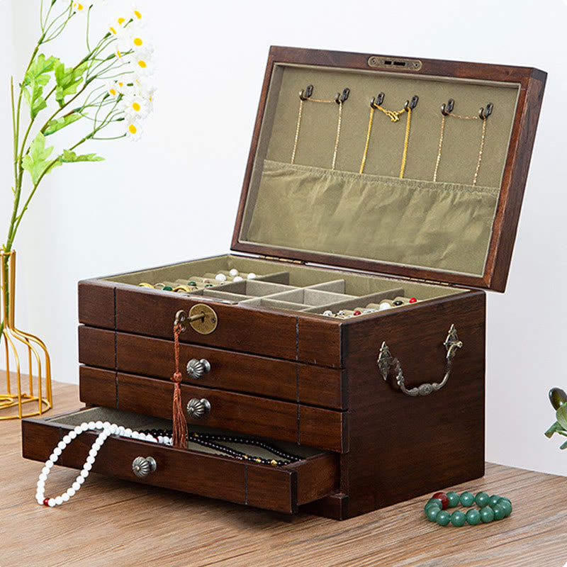 Nimara Ritual Retro Solid Wood Jewelry Box Four-Layer Wooden Jewelry Storage Box