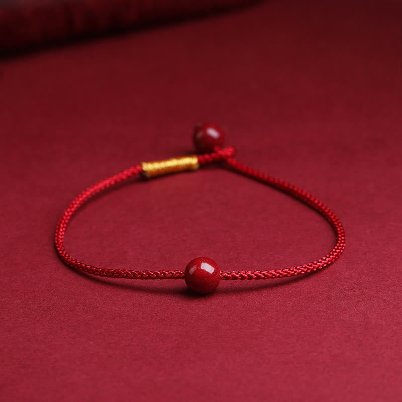 Nimara Ritual Natural Cinnabar Red Agate Blessing Red String Bracelet