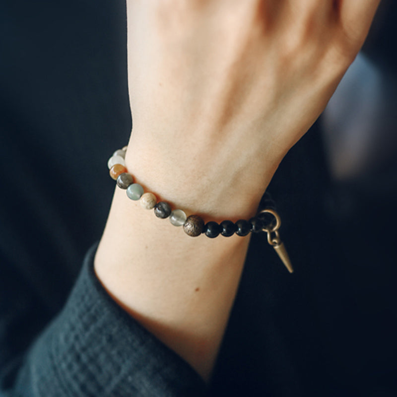 Nimara Ritual Black Obsidian Sodalite Crystal Copper Strength Couple Bracelet