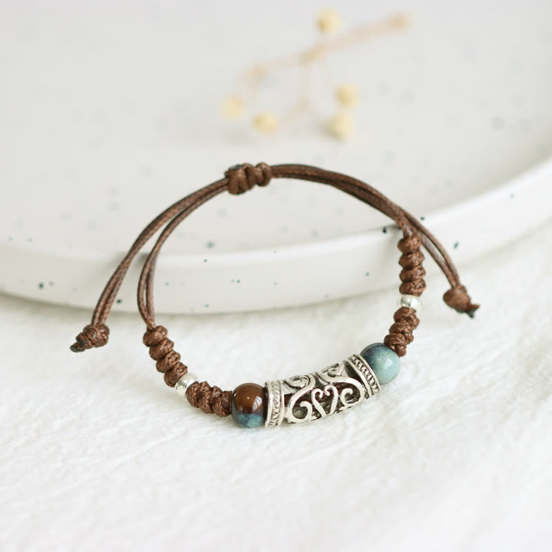 Nimara Ritual Tibet Ceramic Bead Wealth String Bracelet