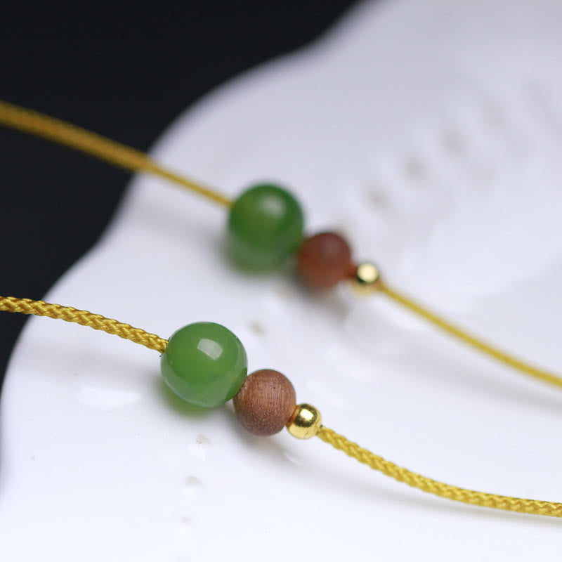 Nimara Ritual Natural Hetian Jade Small Bag Pattern Prosperity String Necklace Pendant