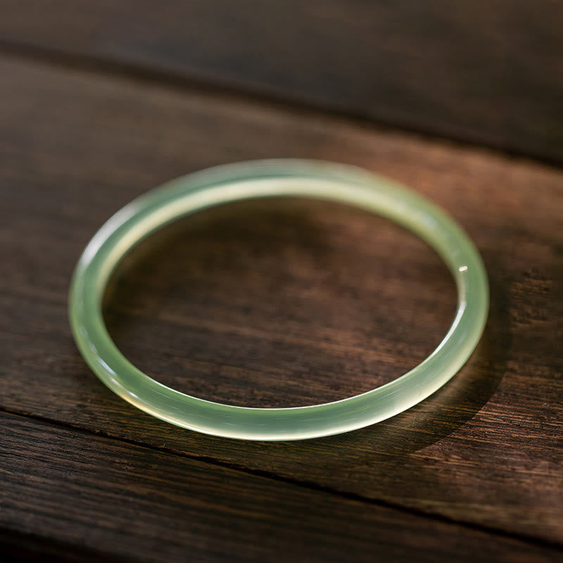 Nimara Ritual Natural Green Chalcedony Strength Courage Cuff Bangle Bracelet