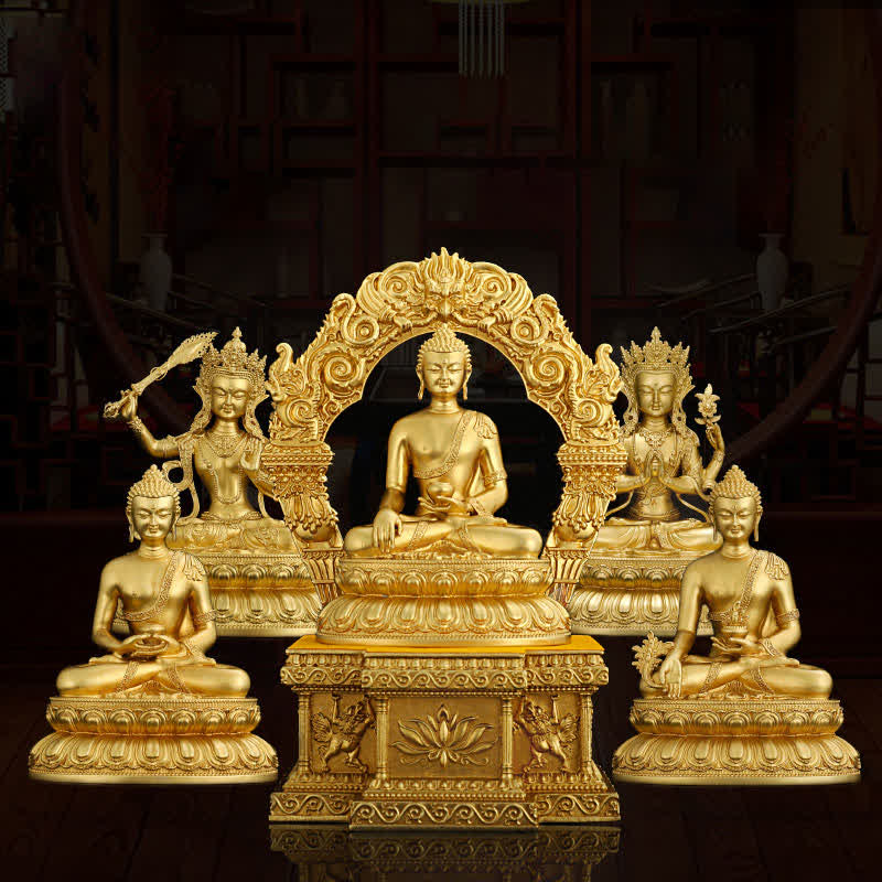Nimara Ritual Shakyamuni Amitabha Medicine Buddha Figurine Serenity Copper Statue Home Decoration