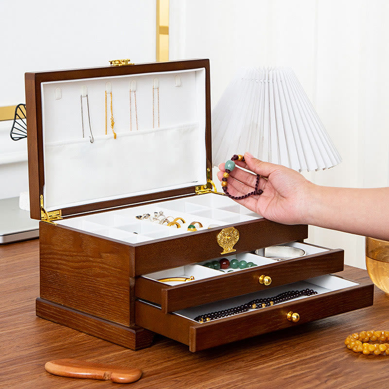 Nimara Ritual Retro Wooden Jewelry Box Three-Layer Jewelry Storage Box