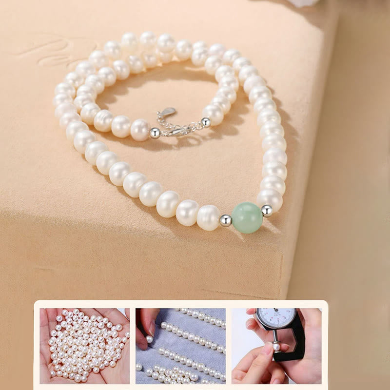 Nimara Ritual 925 Sterling Silver Natural Pearl Jade Healing Necklace Bracelet Earrings With Gift Box