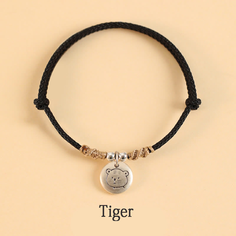 Nimara Ritual Handmade 999 Sterling Silver Year of the Dragon Cute Chinese Zodiac Luck Braided Bracelet