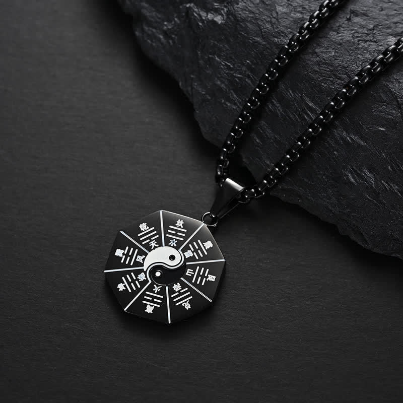 Nimara Ritual Bagua Yin Yang Titanium Steel Balance Necklace Pendant