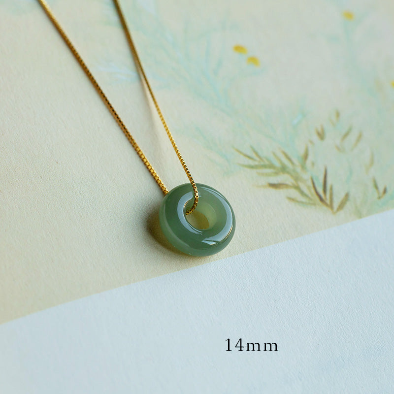 Nimara Ritual Natural Round Jade Peace Buckle Luck Abundance Necklace Pendant