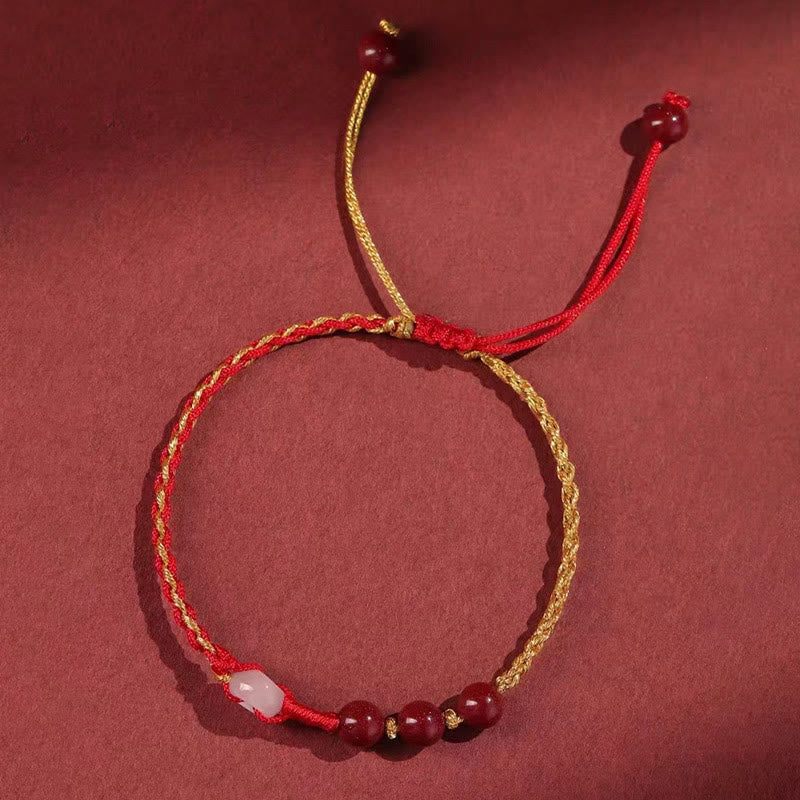 Nimara Ritual Natural Cinnabar Jade Peace Buckle Blessing Bracelet