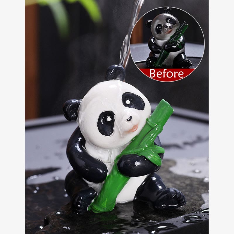 Nimara Ritual Color Changing Small Cute Panda Bamboo Tea Pet Resin Home Figurine Decoration