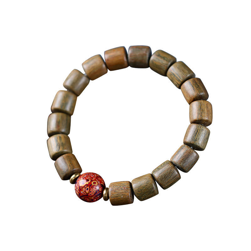 Nimara Ritual Natural Green Sandalwood Small Leaf Red Sandalwood Lacquer Bead Peace Bracelet