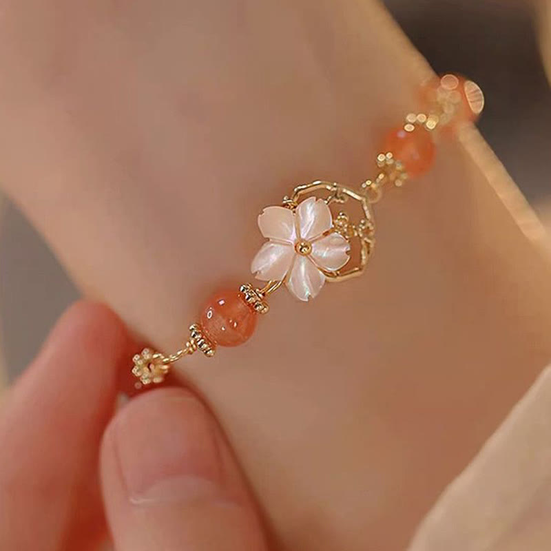 Nimara Ritual Red Agate Tridacna Stone Flower Confidence Bracelet