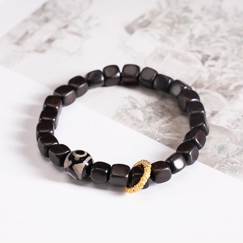 Nimara Ritual Tibetan Ebony Wood Dzi Bead Balance Calm Bracelet