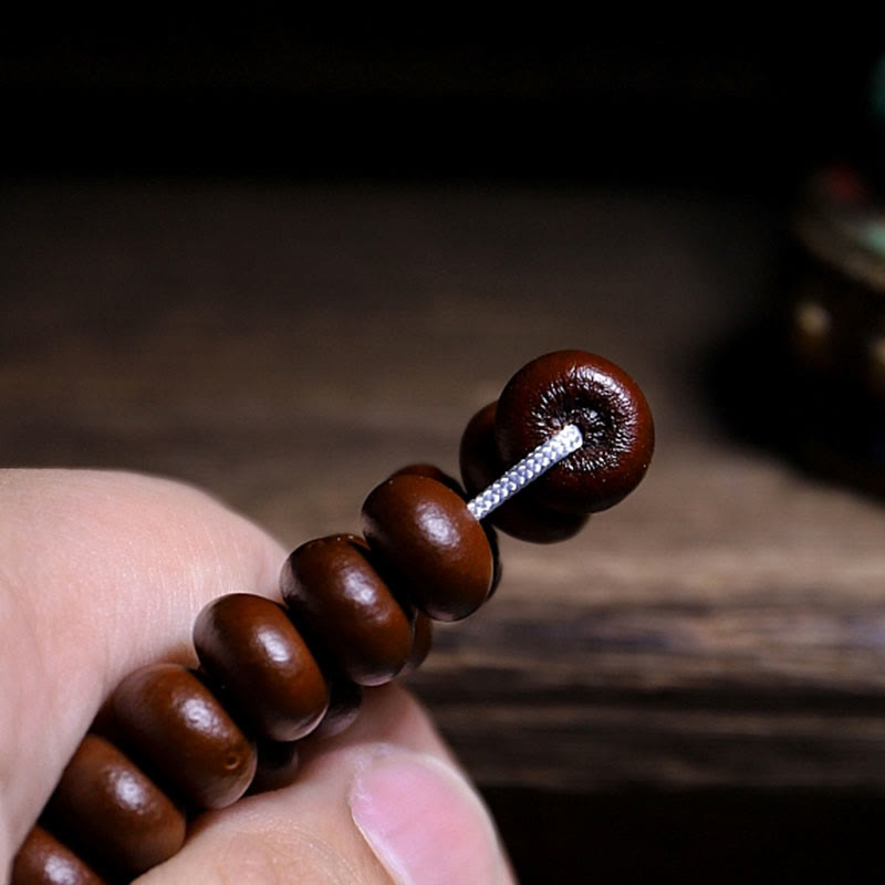 Nimara Ritual Natural Tibet 108 Mala Beads Purple Bodhi Seed Three-eyed Dzi Bead Copper Dorje Harmony Bracelet