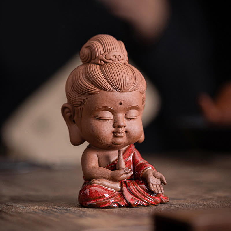 Nimara Ritual Mini Gautama Buddha Sakyamuni Kwan Yin Avalokitesvara Ksitigarbha Serenity Ceramic Desk Decoration