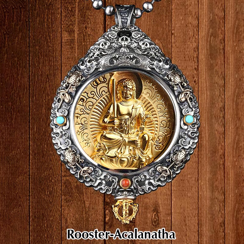 Nimara Ritual Chinese Zodiac Natal Buddha Thangka Nine Palaces Eight Diagrams Wealth Rotatable Necklace Pendant