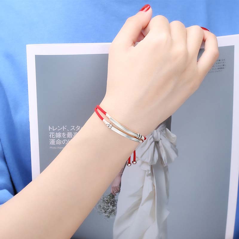 Nimara Ritual 925 Sterling Silver Red String Layered Braid Bracelet