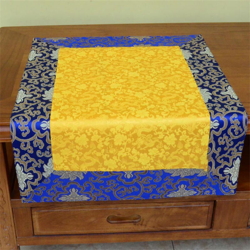 Nimara Ritual Brocade Prayer Altar Flower Vajra Dragon Pattern Auspicious Symbols Table Runner