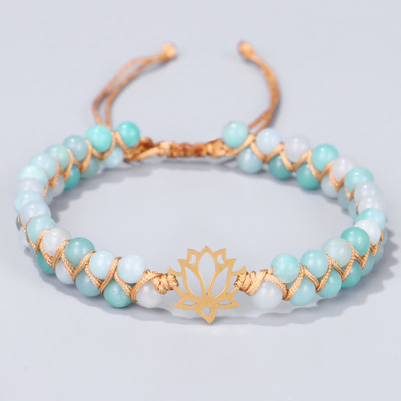 Nimara Ritual Amazonite Beads Lotus Flower Balance Weave Bracelet