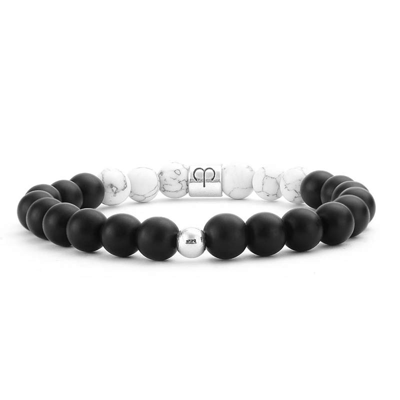 Nimara Ritual 12 Constellations of the Zodiac Natural Frosted Stone White Turquoise Bead Fortune Bracelet