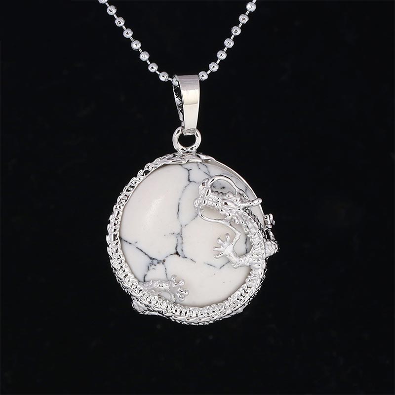 Nimara Ritual Chinese Dragon Natural Quartz Crystal Healing Energy Necklace Pendant