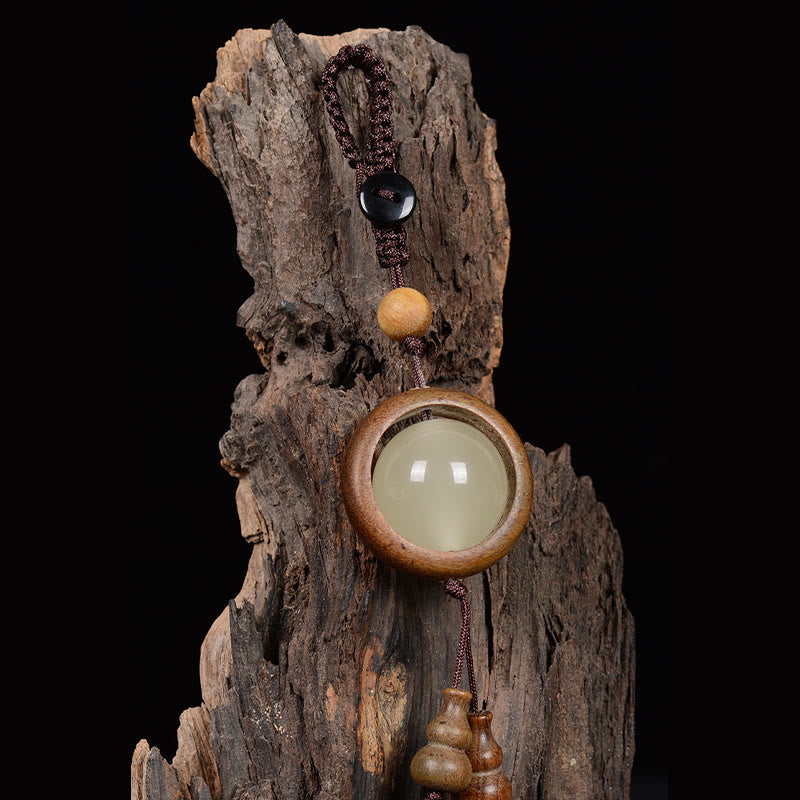 Nimara Ritual Red Sandalwood Ebony Wood Green Sandalwood Luminous Lucky Bead Gourd Peace Key Chain