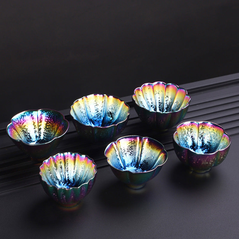 Nimara Ritual Rainbow Color Jianzhan Ceramic Teacup Kung Fu Tea Cup Bowl