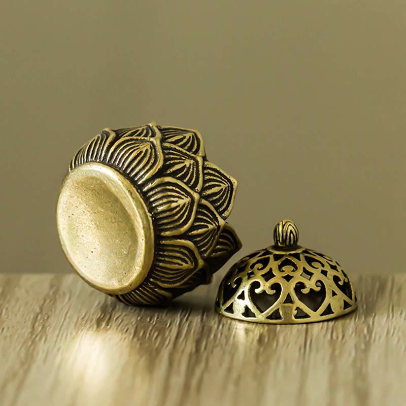 Nimara Ritual Tibetan Mini Lotus Pattern Meditation Copper Incense Burner