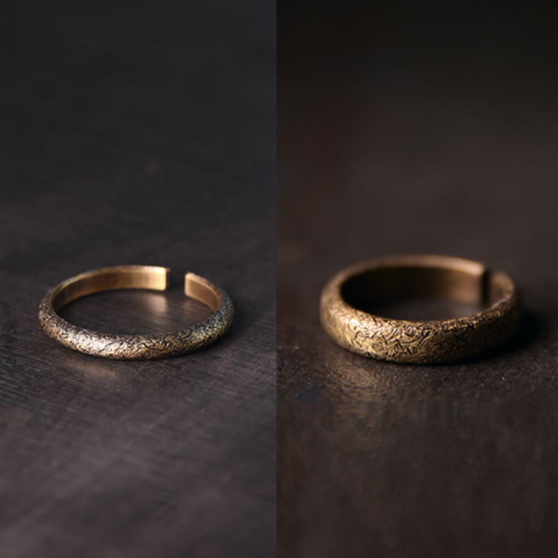 Nimara Ritual Tibetan Vintage Texture Design Copper Luck Couple Ring