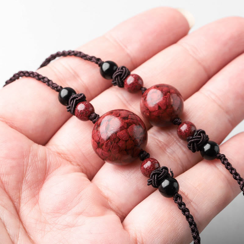 Nimara Ritual Natural Cinnabar Stones Bead Blessing Necklace Pendant