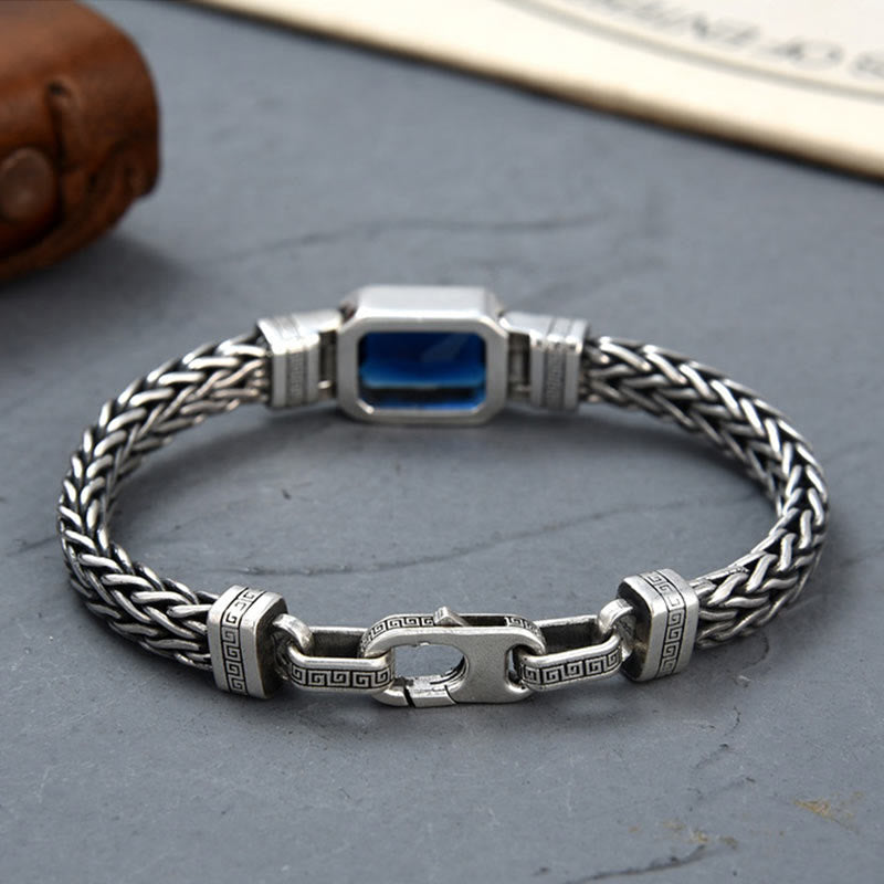 Nimara Ritual Retro Blue Acrylic Dragon Keel Braided Design Healing Wealth Buckle Bracelet