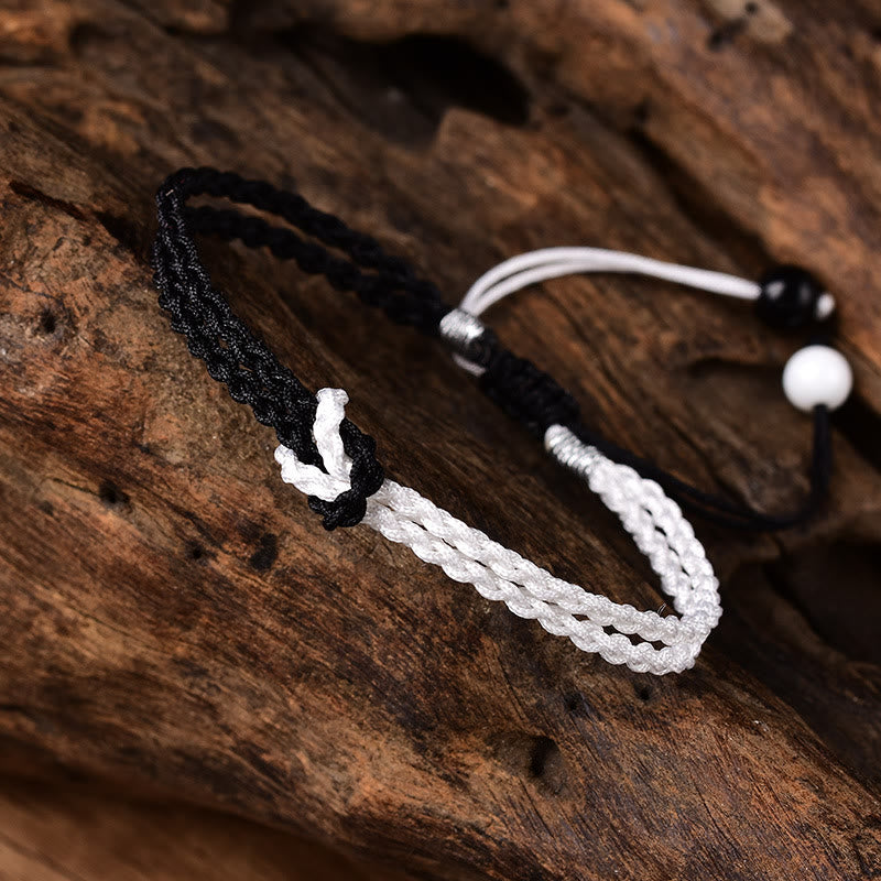 Nimara Ritual Handmade Black White Rope Braided Healing Bracelet