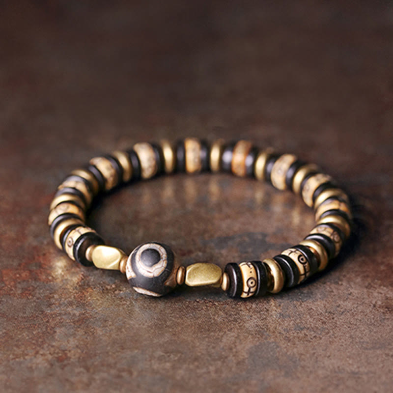 Nimara Ritual Tibetan Bone Beads Ebony Wood Strength Bracelet
