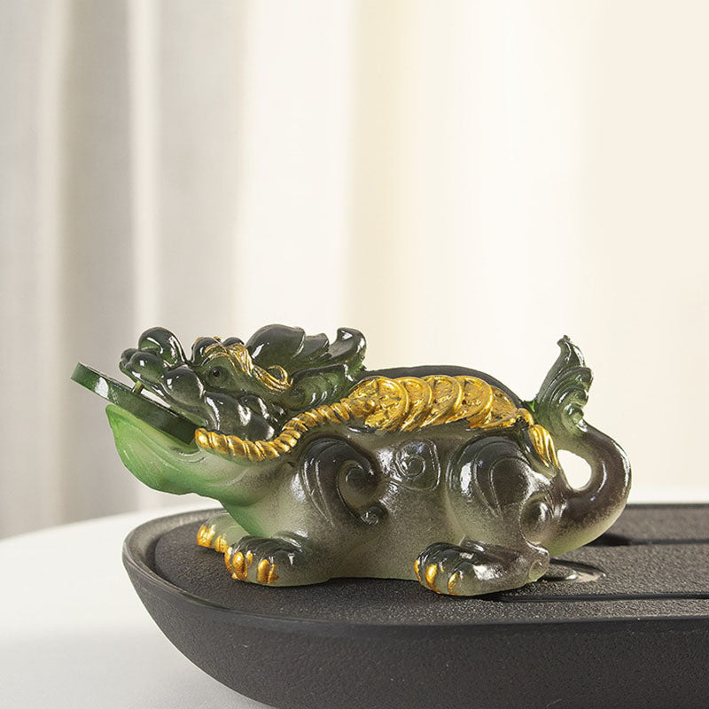 Nimara Ritual Color Changing Small PiXiu Copper Coins Resin Tea Pet Wealth Home Figurine Decoration