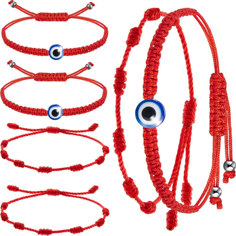 Nimara Ritual 4Pcs Evil Eye Seven Knot Red String Protection Bracelet