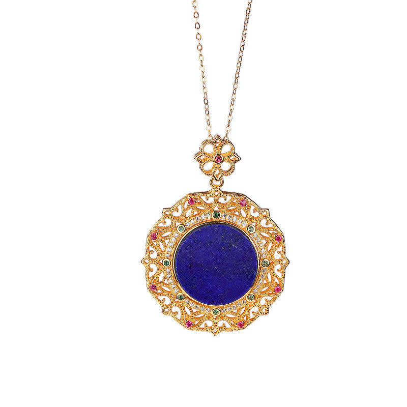 Nimara Ritual 925 Sterling Silver Plated Gold Lazurite Positive Necklace Pendant