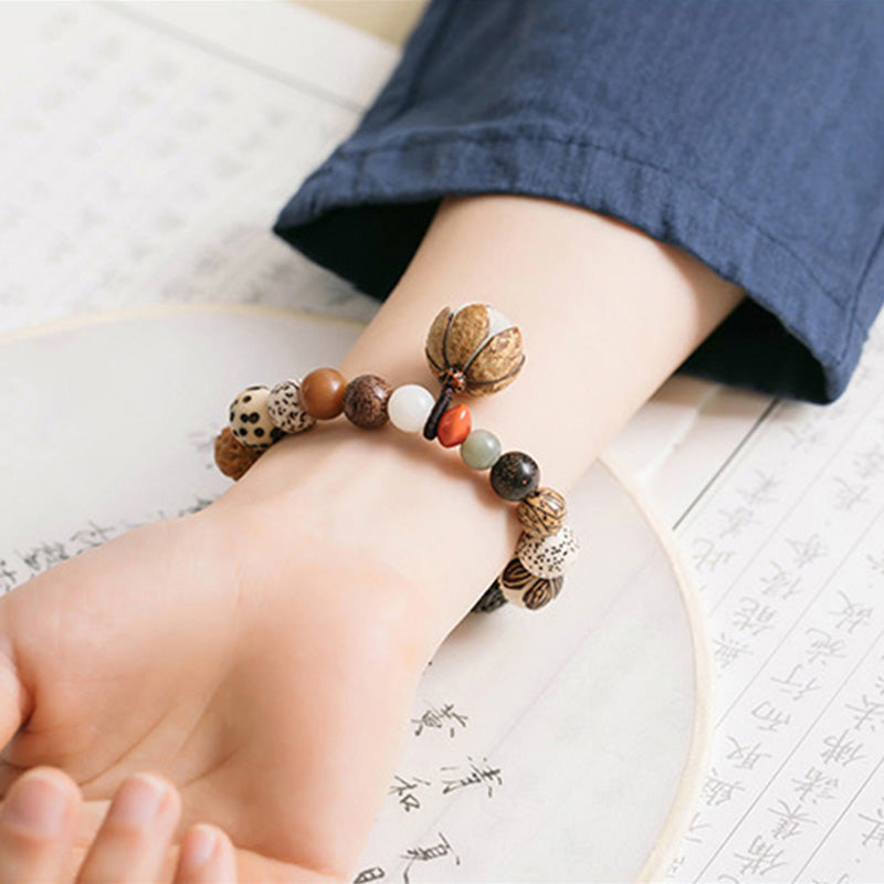 Nimara Ritual Bodhi Seed Lotus Wisdom Peace Wrist Mala Bracelet