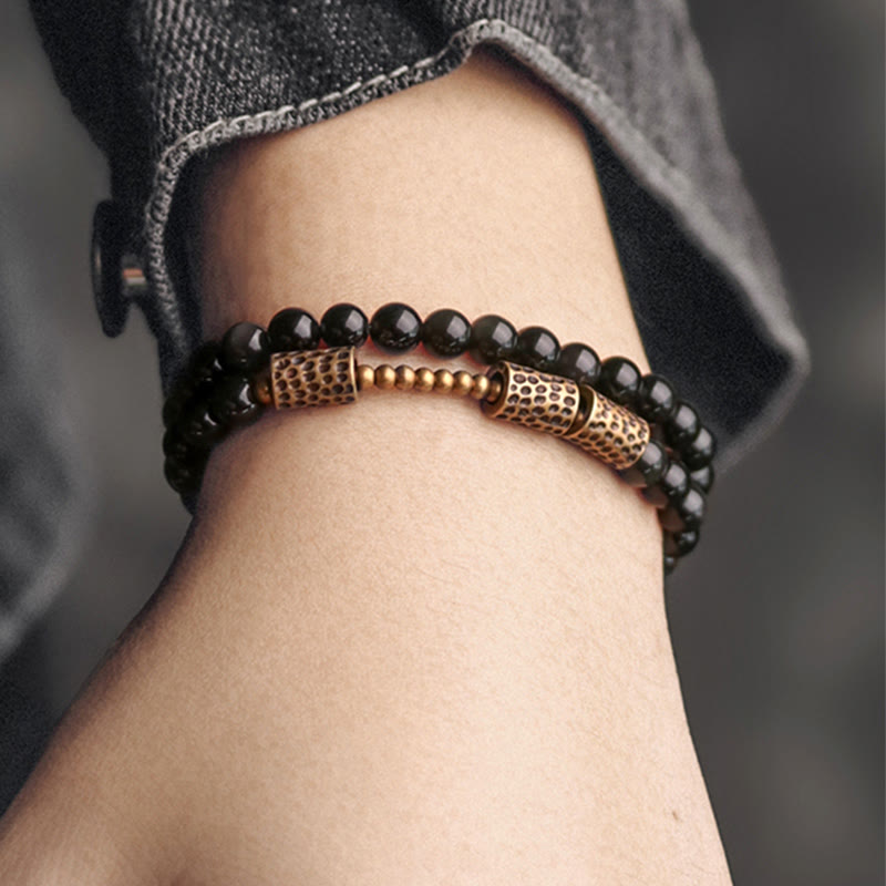 Nimara Ritual Rainbow Obsidian Copper Love Double Wrap Bracelet