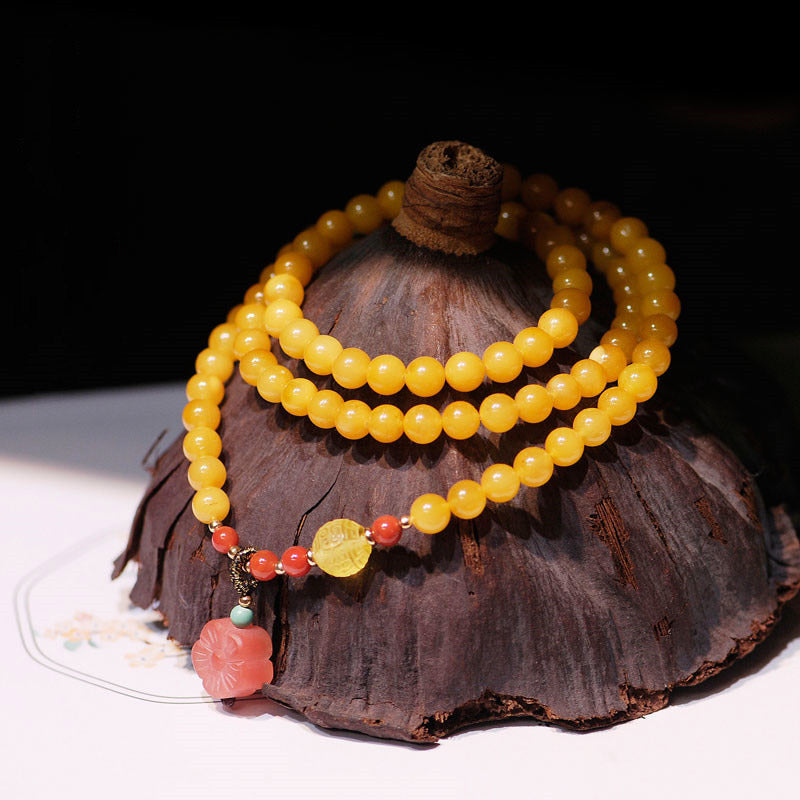 Nimara Ritual Amber Healing Balance Necklace Flower Charm Bracelet