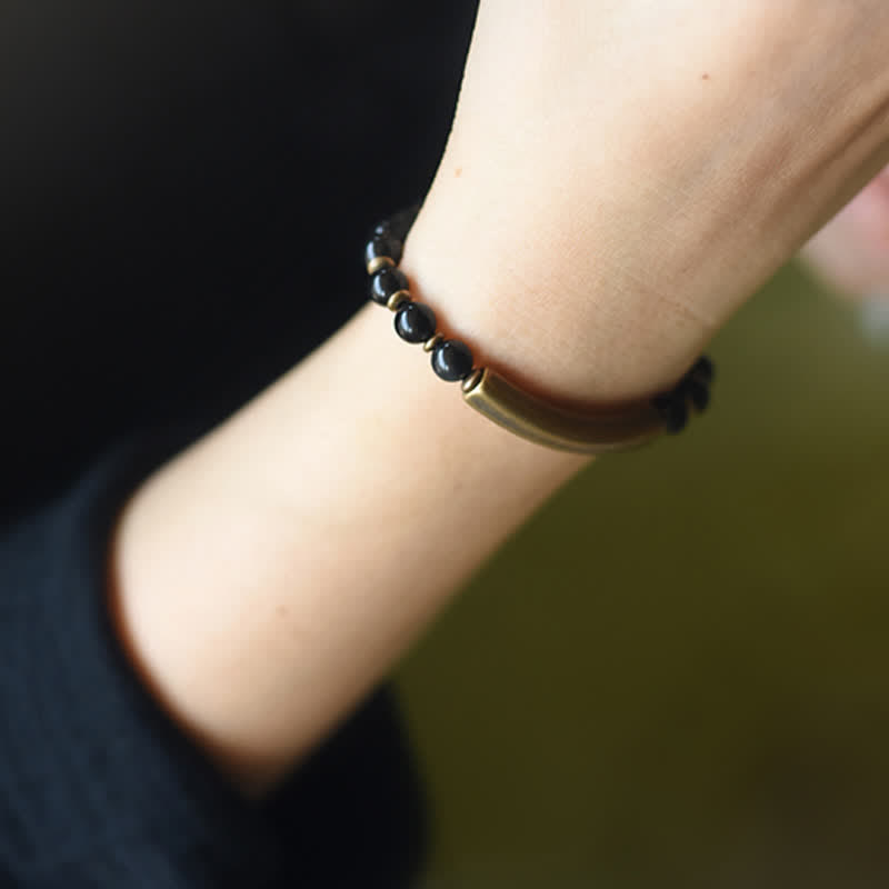 Nimara Ritual Red Jasper Moss Agate Black Obsidian Crystal Copper Peace Couple Bracelet
