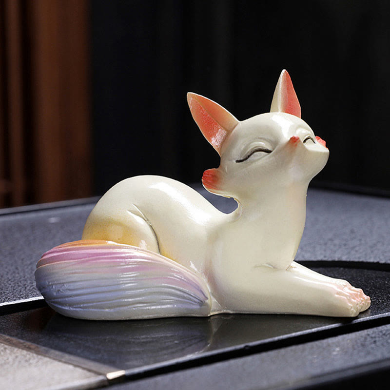 Nimara Ritual Color Changing Small Cute Fox Tea Pet Resin Home Figurine Decoration