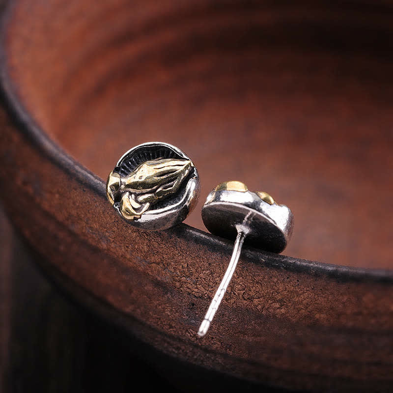 Nimara Ritual 925 Sterling Silver Namaste Equality Stud Earrings