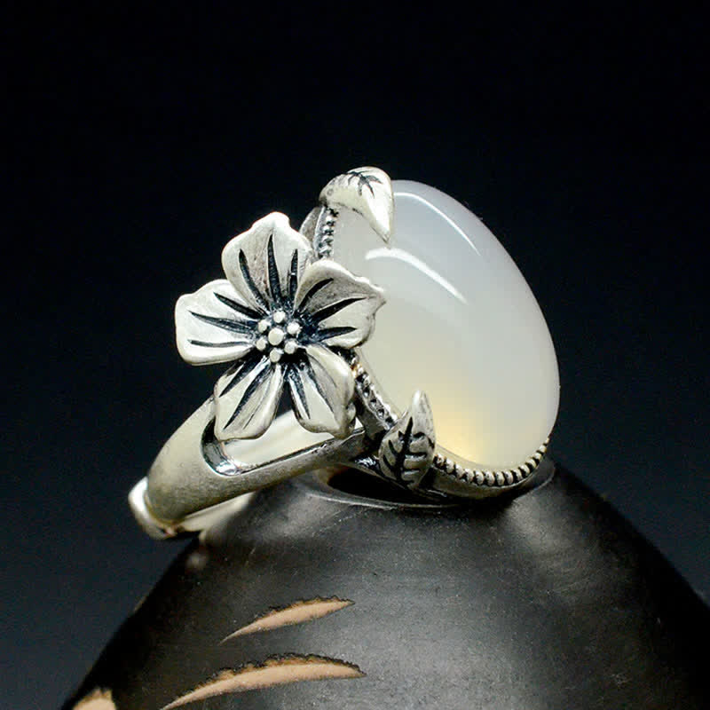 Nimara Ritual 990 Sterling Silver Natural Chalcedony Plum Positive Harmony Ring
