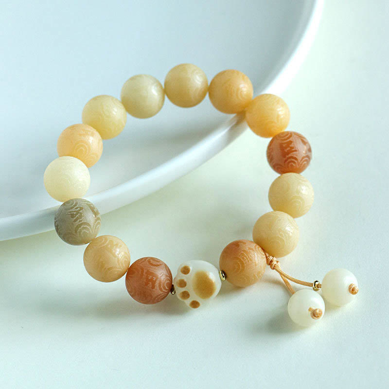 Nimara Ritual Bodhi Seed Om Mani Padme Hum Carved Harmony Bracelet