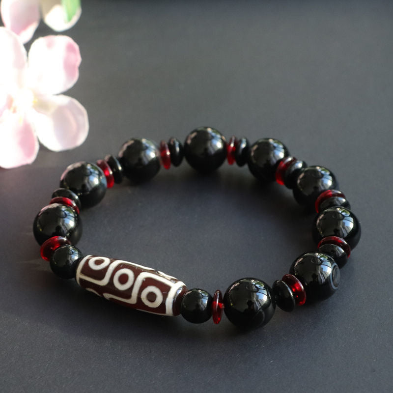 Nimara Ritual Black Onyx Nine-Eye Dzi Bead Wealth Protection Bracelet