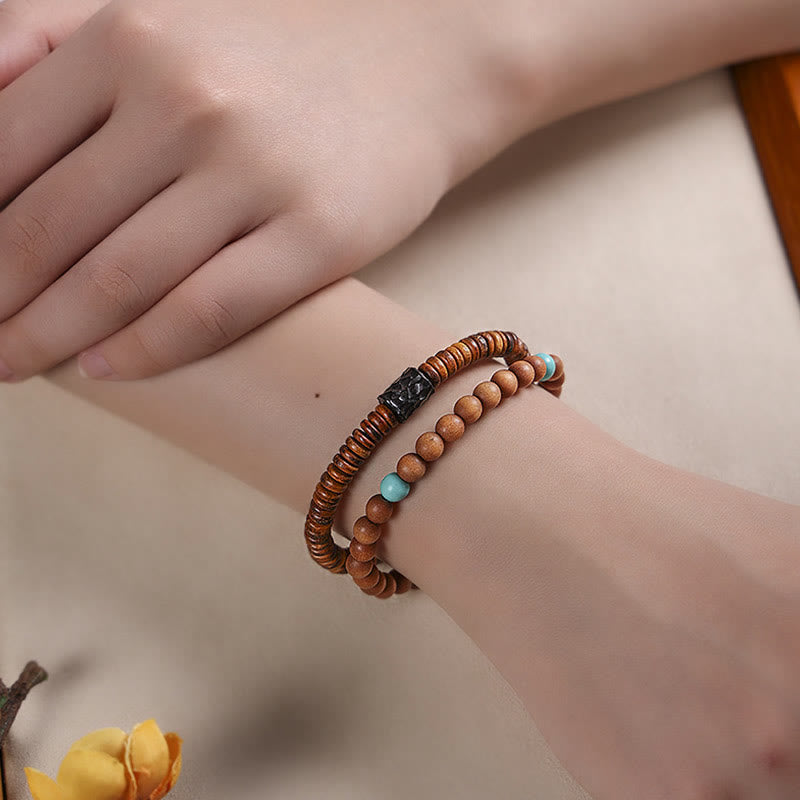 Nimara Ritual Sandalwood Turquoise Protection Double Wrap Bracelet