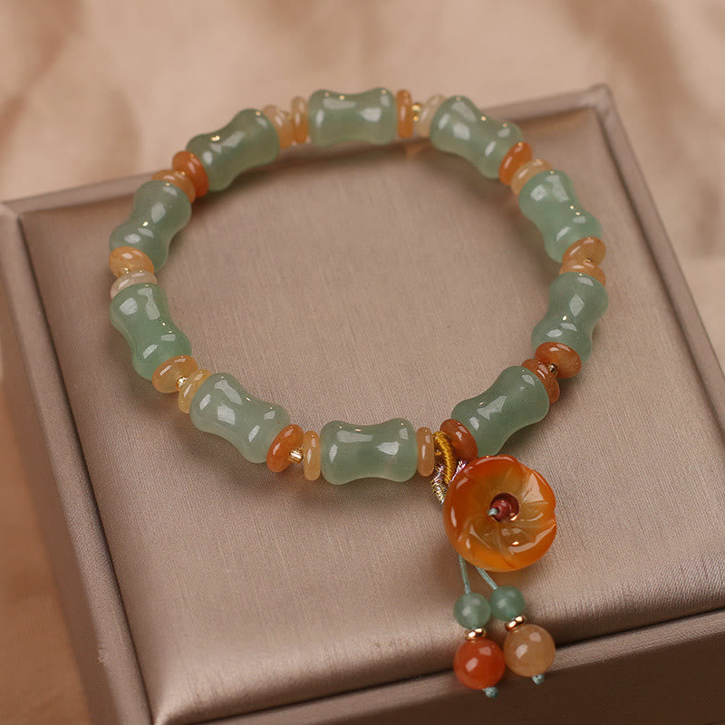 Nimara Ritual Natural Jade Bamboo Flower Pattern Luck Bracelet