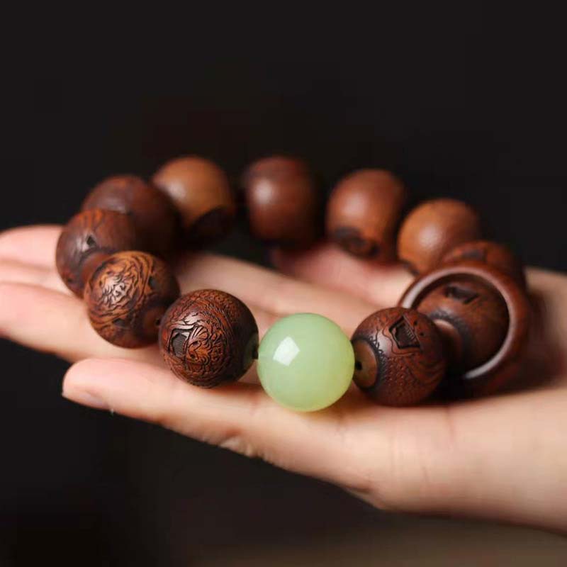 Nimara Ritual Tibetan Rosewood Engraving Tiger Protection Bracelet