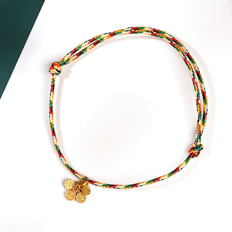 Nimara Ritual Auspicious Fu Character Peace And Joy Luck Handmade Multicolored Child Adult Bracelet