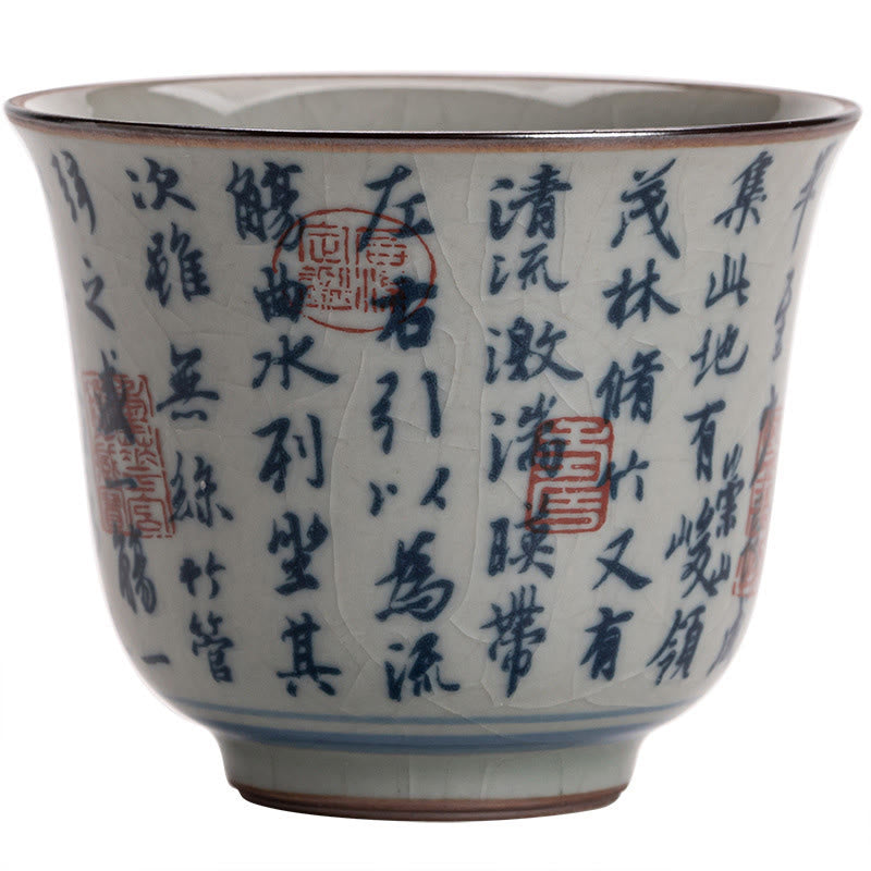 Nimara Ritual Mountain Landscape Lotus Orchid Pavilion Gathering Ceramic Teacup Kung Fu Tea Cup